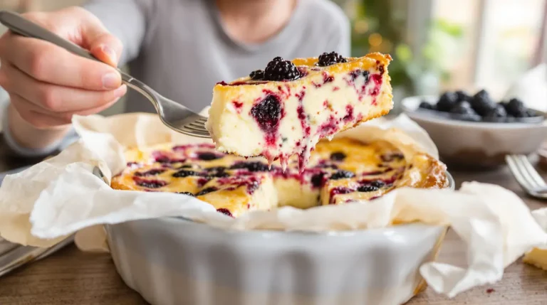 Entre le flan et le clafoutis, ce gâteau sans beurre ni sucre raffiné révèle sa texture idéale Entre le flan et le clafoutis, ce gâteau sans beurre ni sucre raffiné révèle sa texture idéale