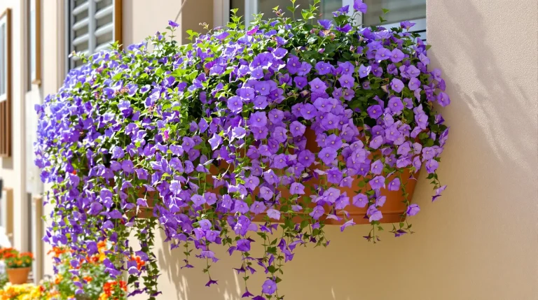 Fini les géraniums grillés au soleil : cette fleur en éventail cascade sans faner jusqu’en octobre