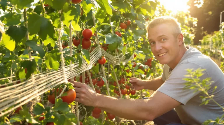 Tomates : la méthode Florida Weave des maraîchers remplace 10 tuteurs en bambou par 2 piquets et une ficelle