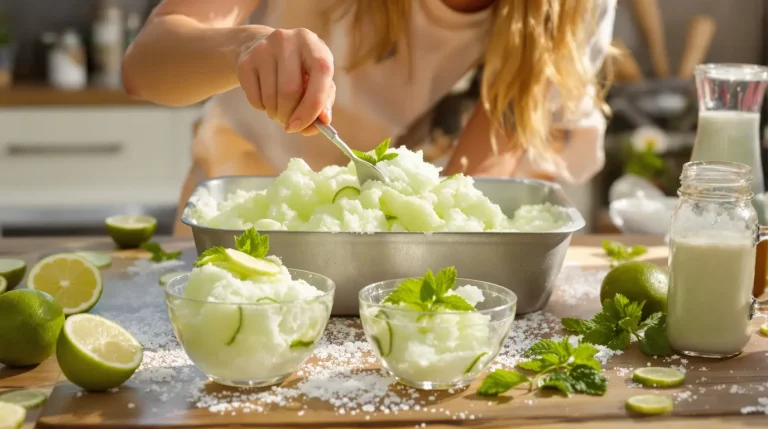 Glace maison concombre-citron vert : je la fais en 4 étapes, sans sorbetière et moins de 50 calories Glace maison concombre-citron vert : je la fais en 4 étapes, sans sorbetière et moins de 50 calories